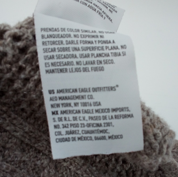 AEO 2017 Wool Cotton Blend Open Knit Oatmeal Tan Sweater S Beach Summer Fall - Picture 11 of 13